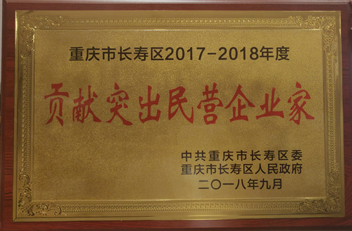 宋远标董事长荣获长寿区“孝顺突出民营企业家”称呼